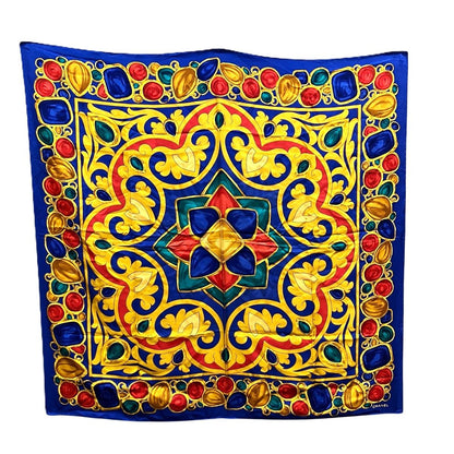Chanel Scarf Silk Scarves Blue