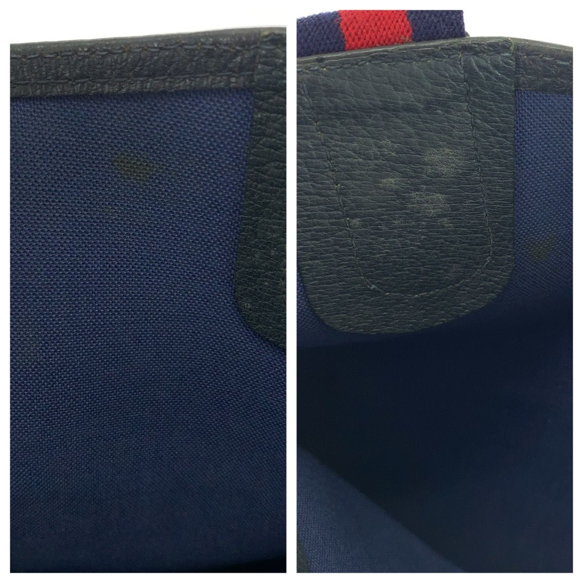 Gucci Vintage Sherry Line Navy Red GG Supremecanvas Tote — view 6