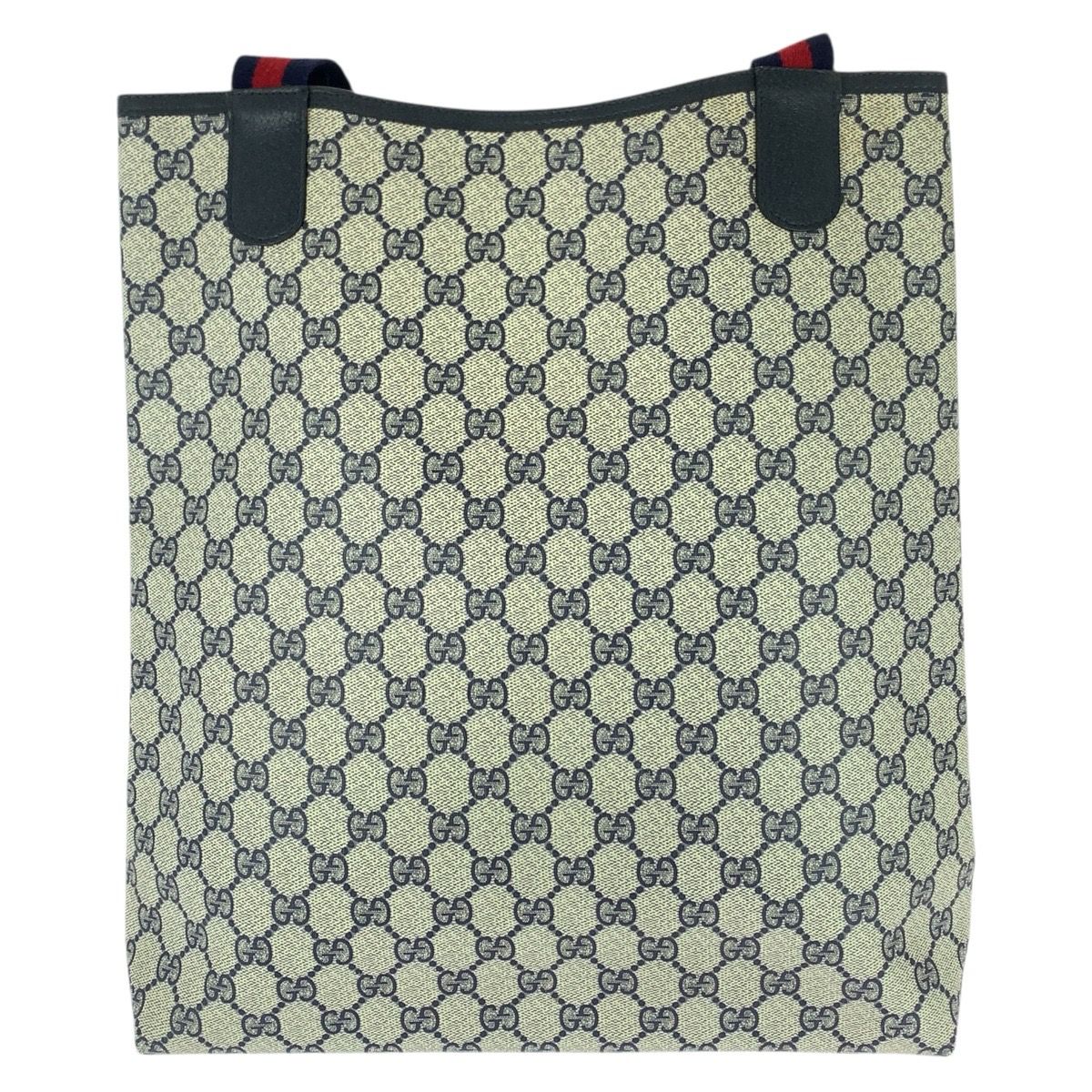 Gucci Vintage Sherry Line Navy Red GG Supremecanvas Tote — view 2