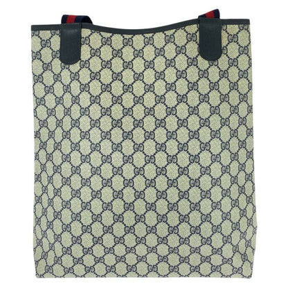 Gucci Vintage Sherry Line Navy Red GG Supremecanvas Tote — view 2