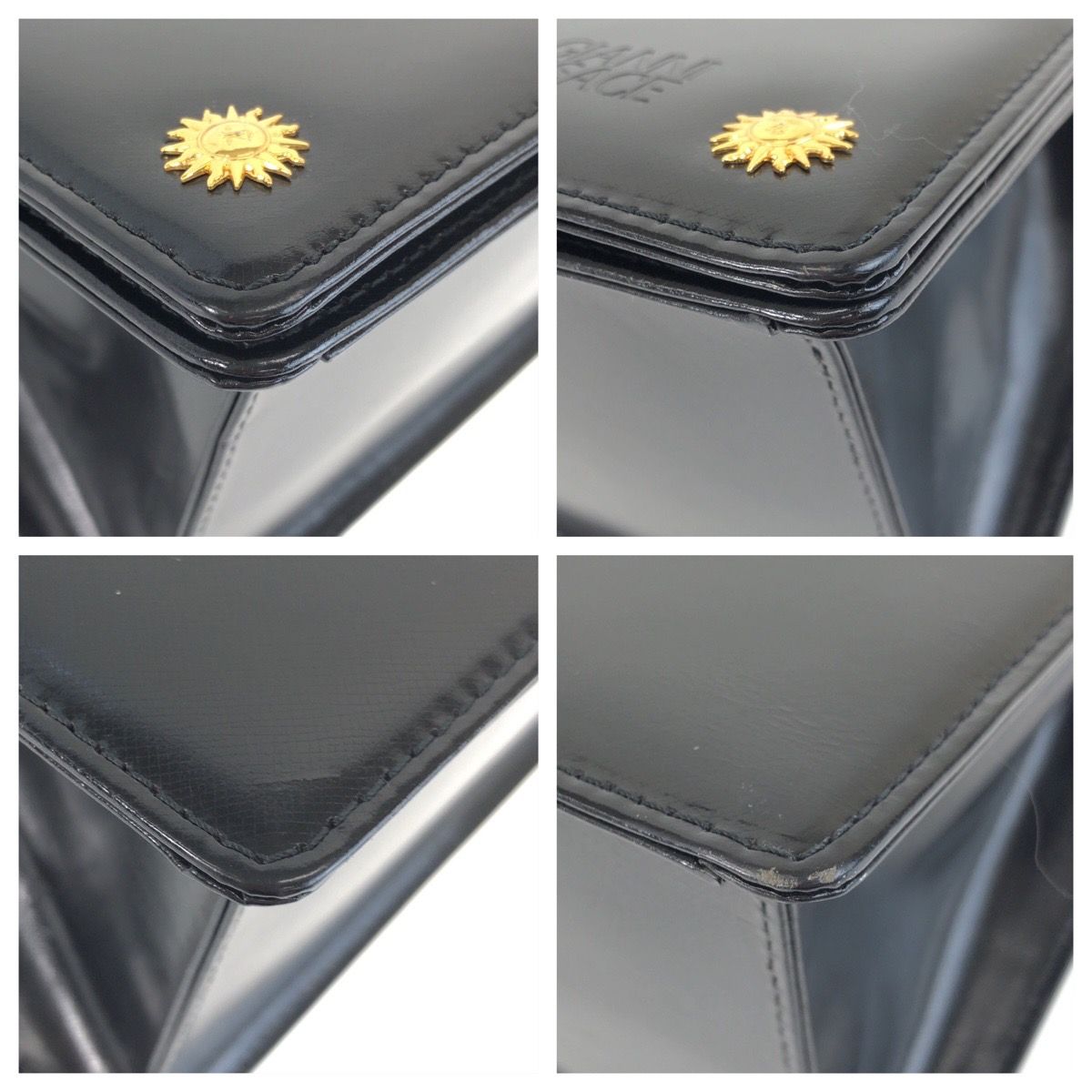 Versace Sunburst Black Gold Leather Handbag — view 3
