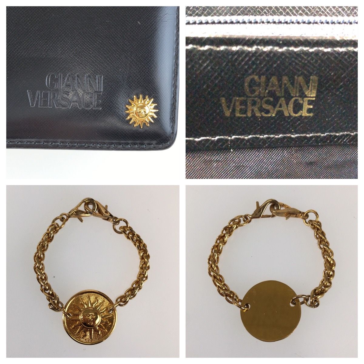 Versace Sunburst Black Gold Leather Handbag — view 4