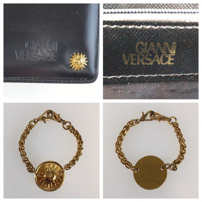 Versace Sunburst Black Gold Leather Handbag — view 4