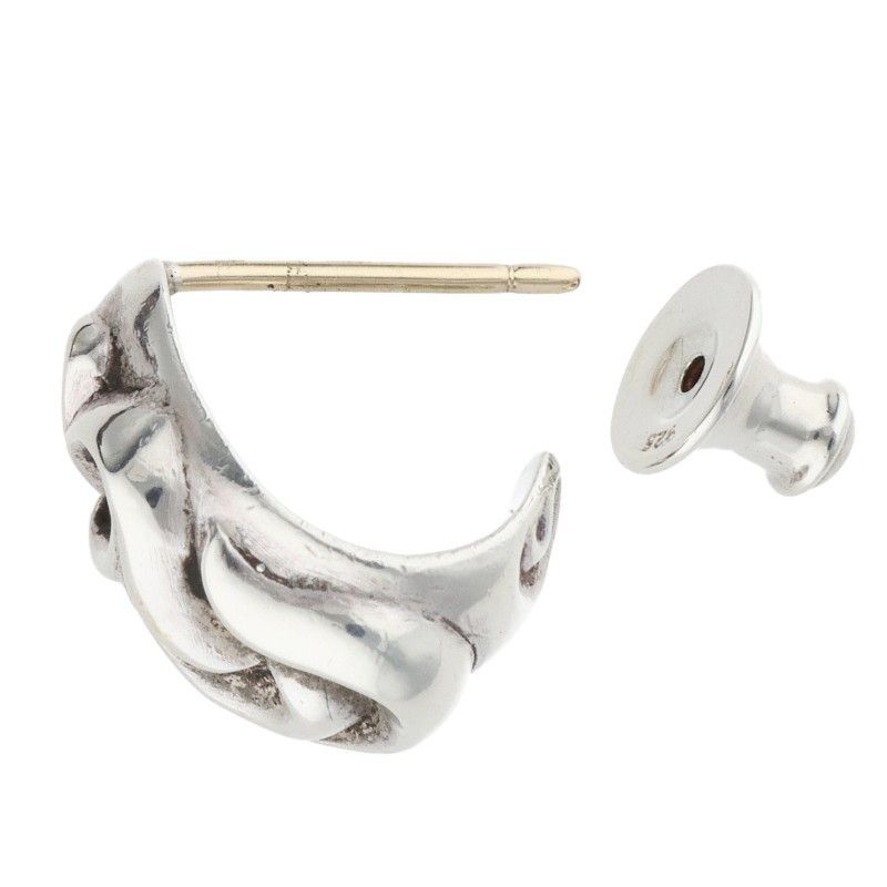 Chrome Hearts Carved Teardrop Curved Silver Earrings — view 3