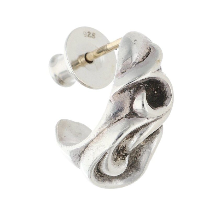Chrome Hearts Carved Teardrop Curved Silver Earrings — view 4