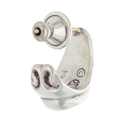 Chrome Hearts Carved Teardrop Curved Silver Earrings