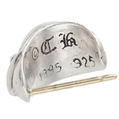 Chrome Hearts Carved Teardrop Curved Silver Earrings — view 2