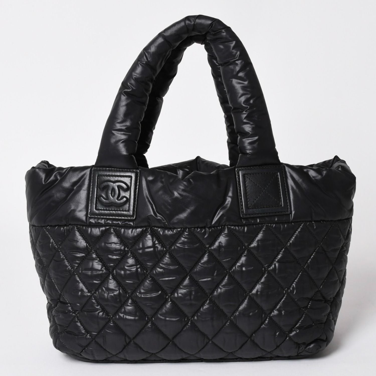 Chanel Coco Cocoon Small Tote Handbag CC Logo Black Silver — view 2