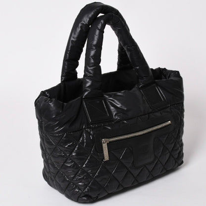 Chanel Coco Cocoon Small Tote Handbag CC Logo Black Silver — view 3