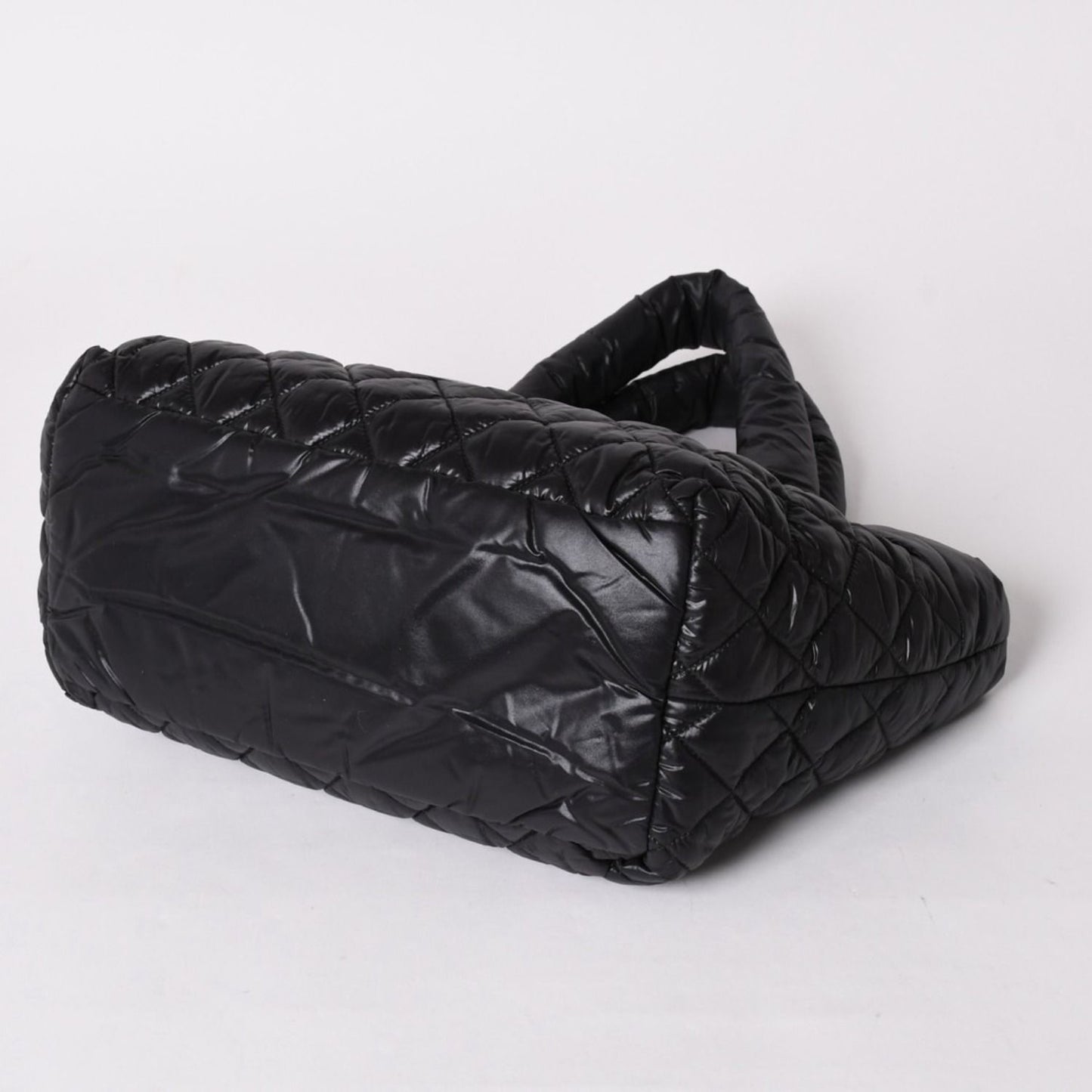 Chanel Coco Cocoon Small Tote Handbag CC Logo Black Silver — view 6
