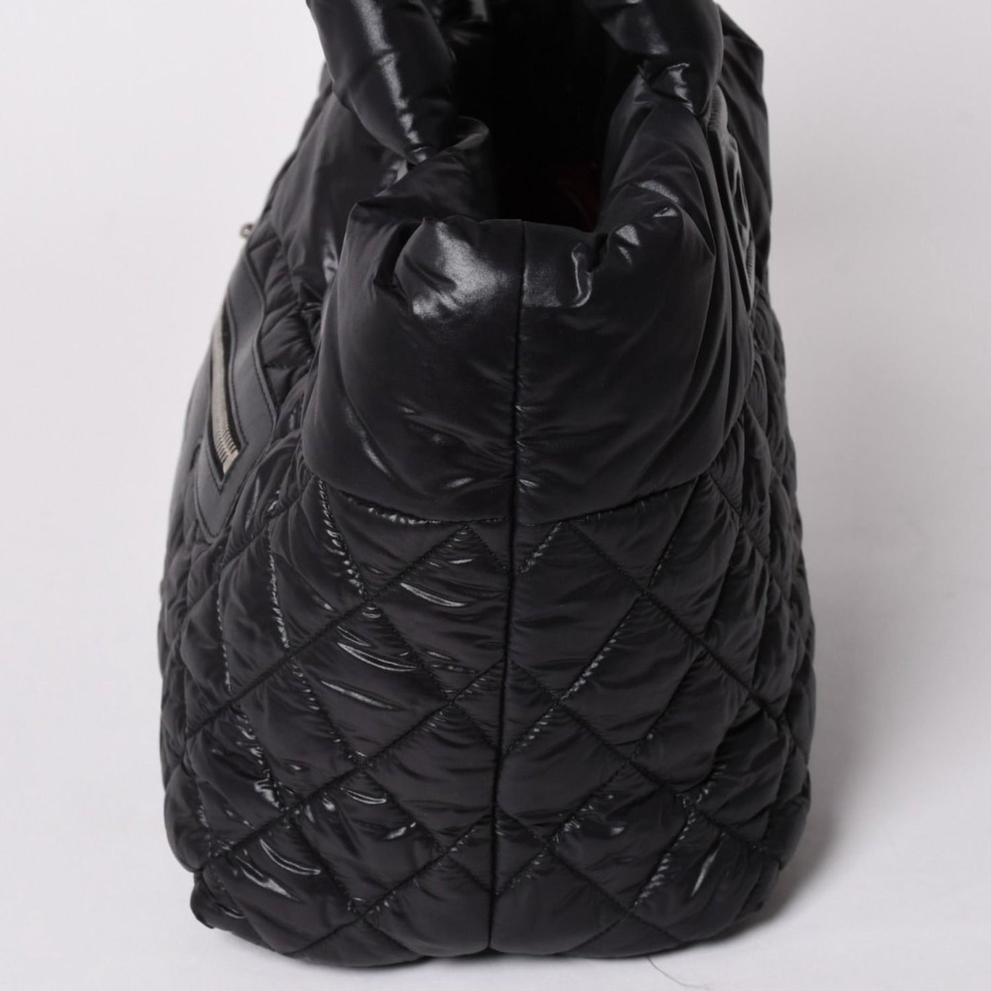 Chanel Coco Cocoon Small Tote Handbag CC Logo Black Silver — view 4