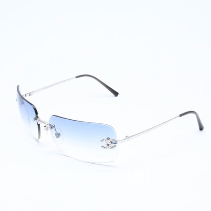 Chanel Rimless Sunglasses Rhinestone CC Logo Eyewear — view 2