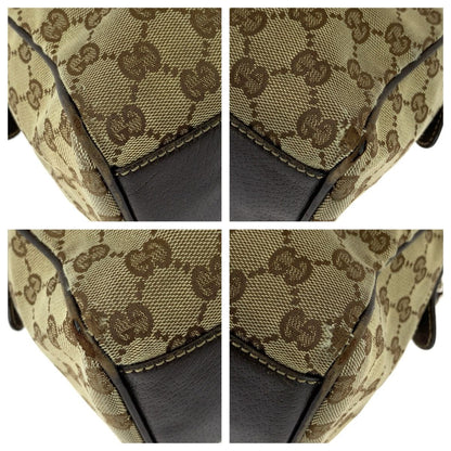 Gucci Beige Darkbrown Gold GG Canvas Leather Miniboston Handbag — view 3