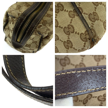 Gucci Beige Darkbrown Gold GG Canvas Leather Miniboston Handbag — view 6