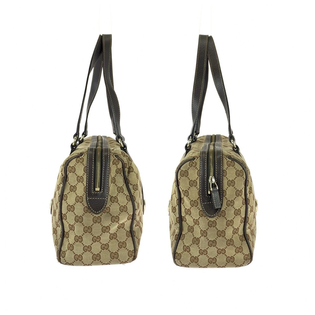 Gucci Beige Darkbrown Gold GG Canvas Leather Miniboston Handbag — view 8