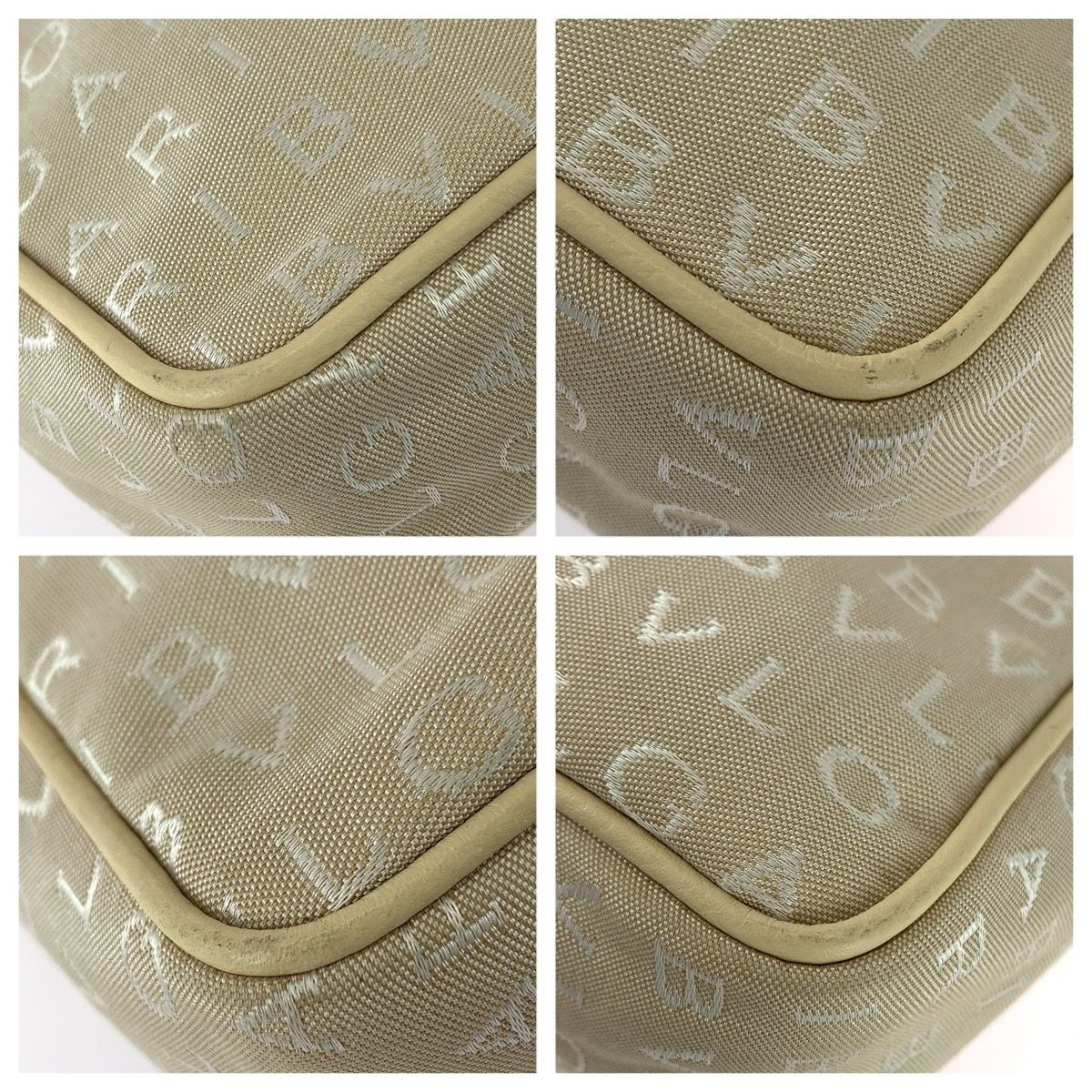 Bvlgari Logo Mania Beige Silver Canvas Leather Shoulder Bag Pochette — view 3
