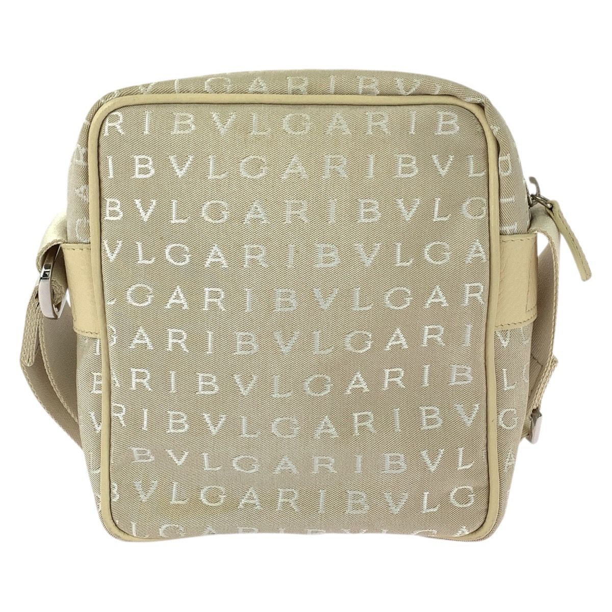 Bvlgari Logo Mania Beige Silver Canvas Leather Shoulder Bag Pochette — view 2