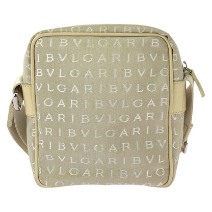 Bvlgari Logo Mania Beige Silver Canvas Leather Shoulder Bag Pochette — view 2