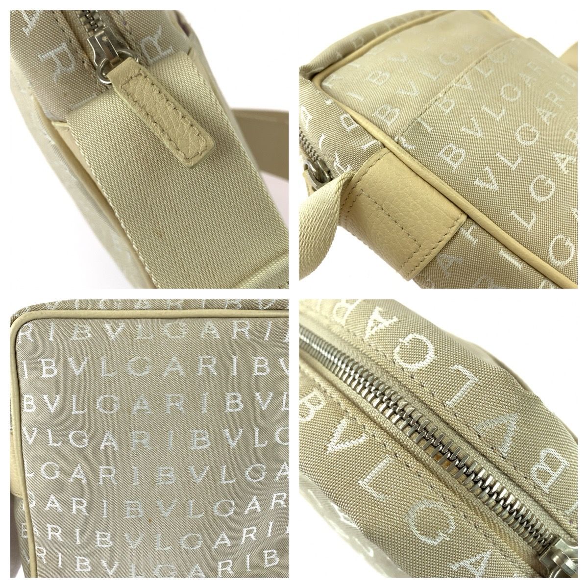 Bvlgari Logo Mania Beige Silver Canvas Leather Shoulder Bag Pochette — view 5
