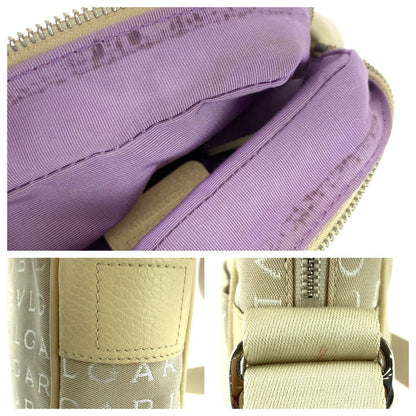 Bvlgari Logo Mania Beige Silver Canvas Leather Shoulder Bag Pochette — view 6