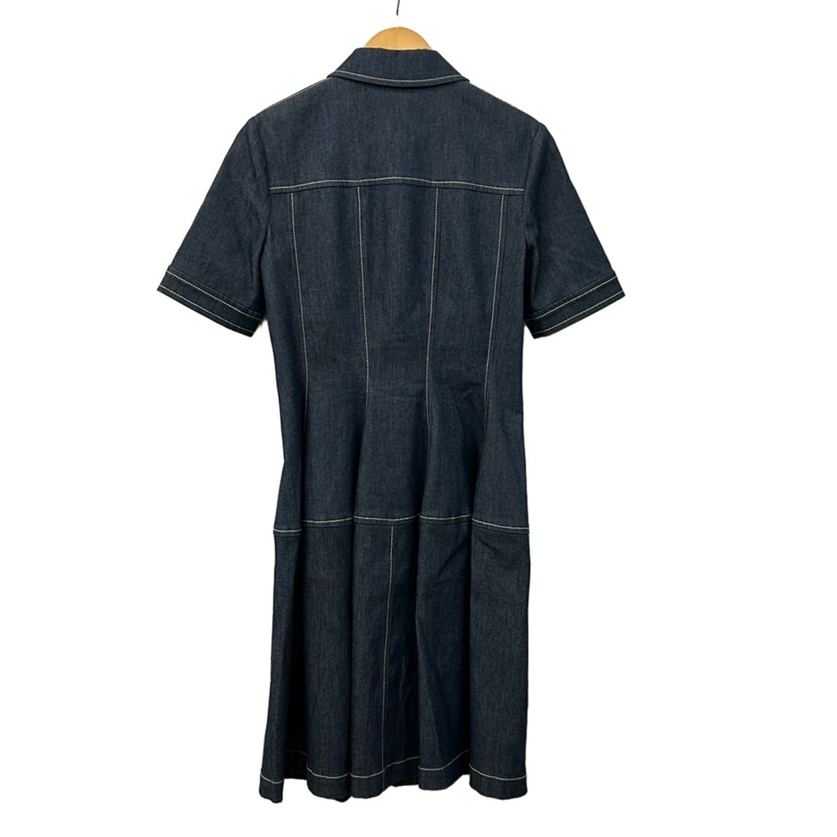 Bottega Veneta Dress 40 M Navy Regular Color Short Sleeve Long Denim Exclusive — view 2