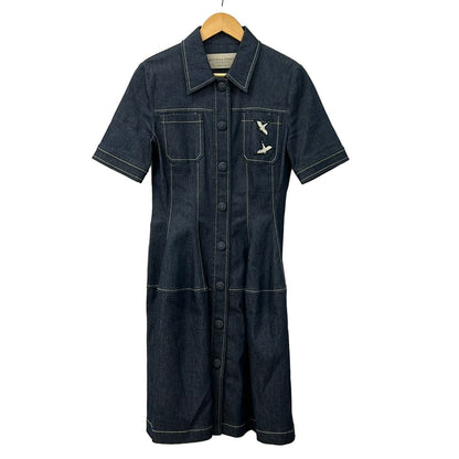 Bottega Veneta Dress 40 M Navy Regular Color Short Sleeve Long Denim Exclusive