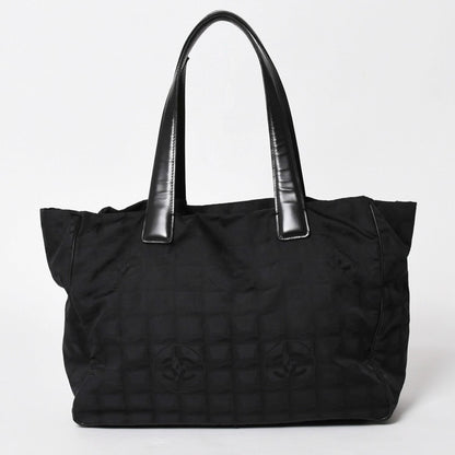 Chanel New Travel Line Tote Bag MM Black Nylon Jacquard CC Logo Gold — view 2