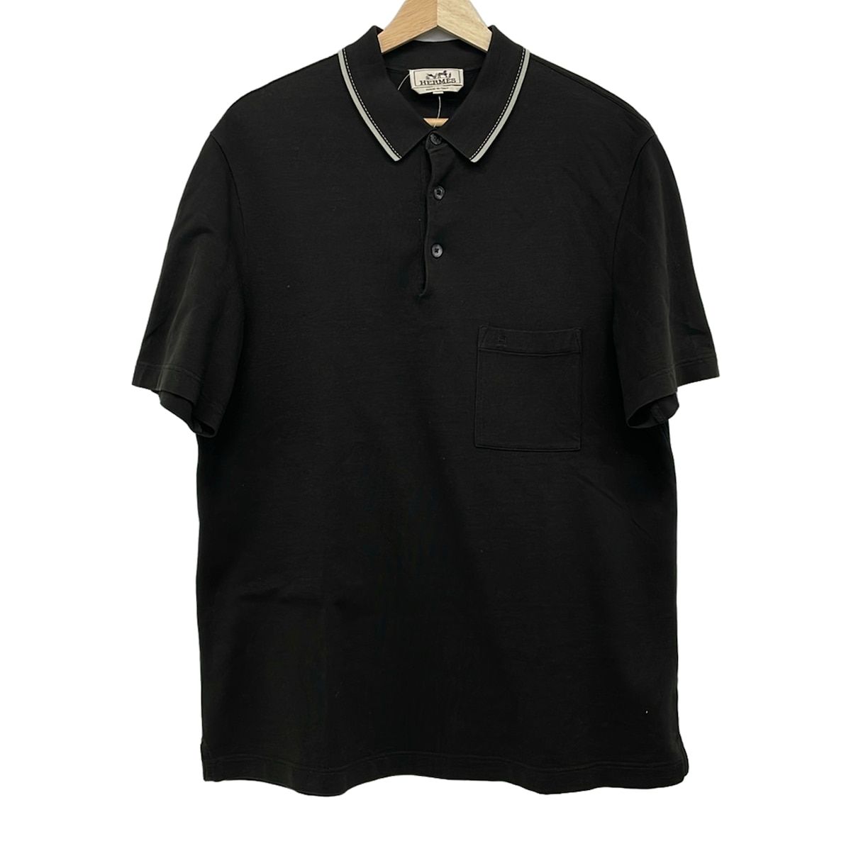 Hermes Short Sleeve Polo Shirt L Black Light Gray