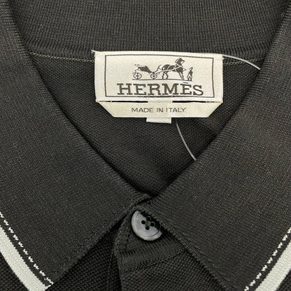 Hermes Short Sleeve Polo Shirt L Black Light Gray — view 3
