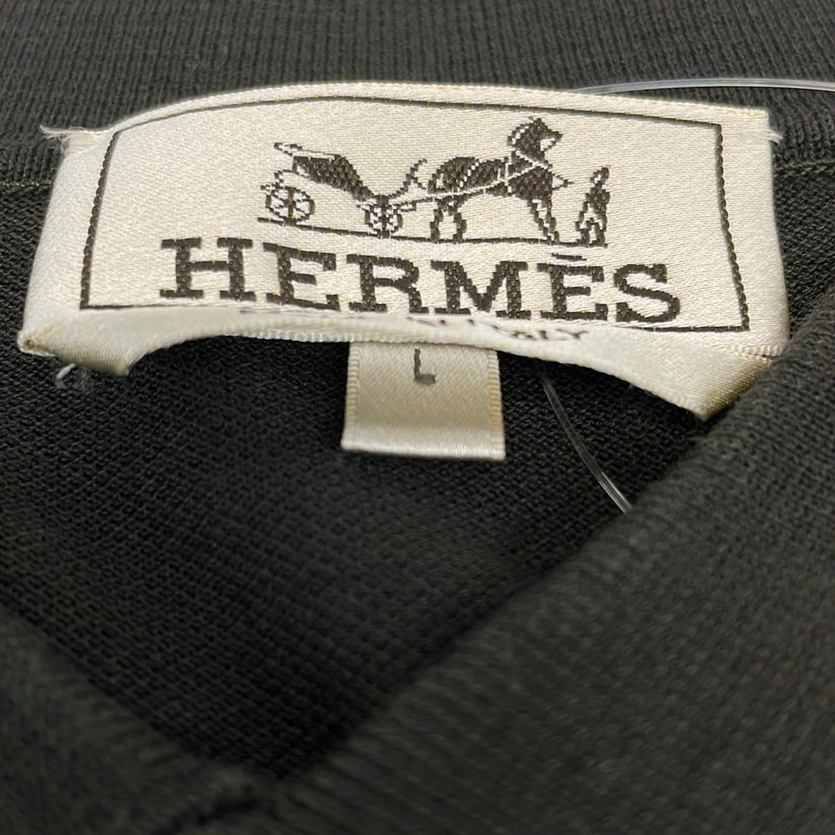 Hermes Short Sleeve Polo Shirt L Black Light Gray — view 6
