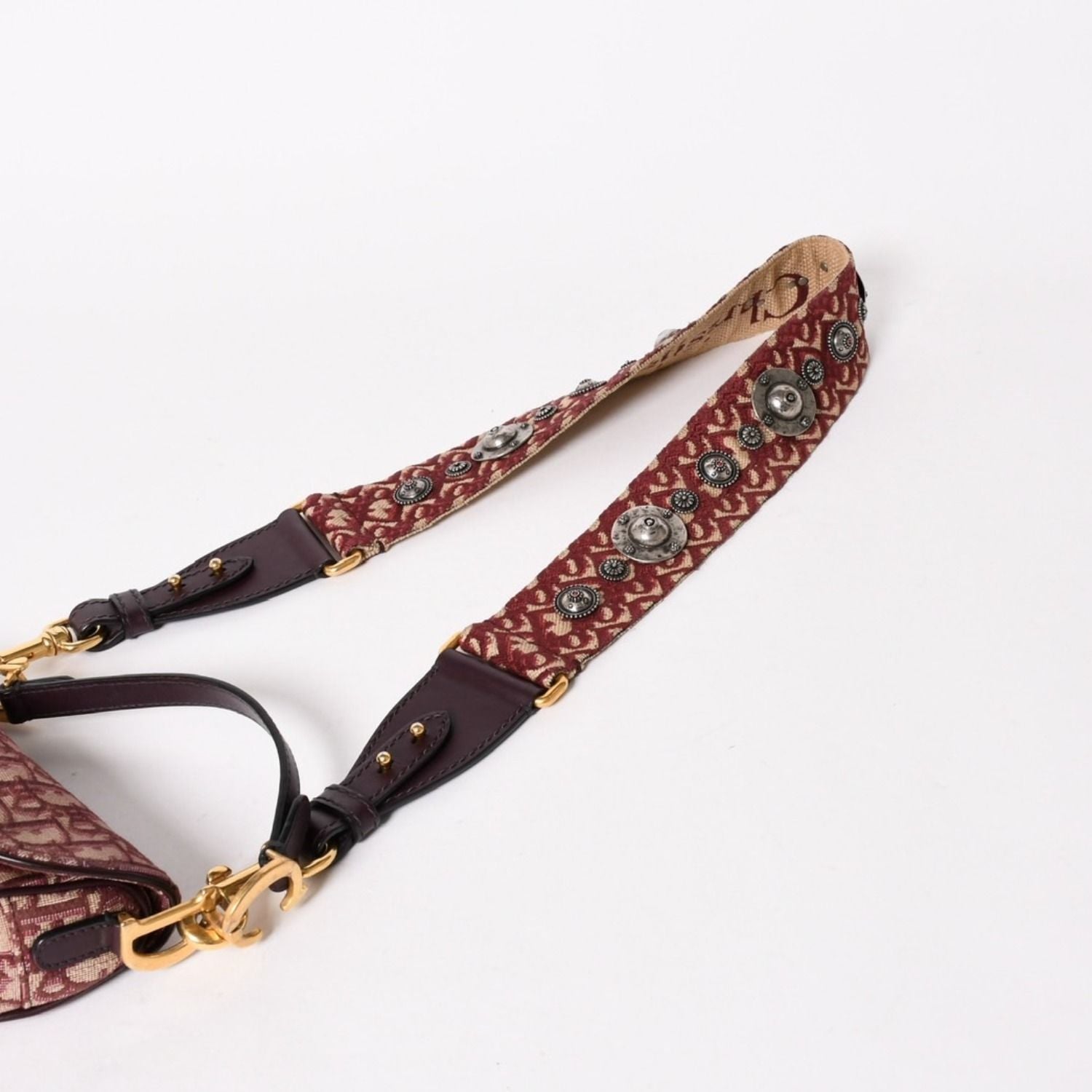 Dior Saddle Bag Bordeaux Trotter Beige Wine — view 3