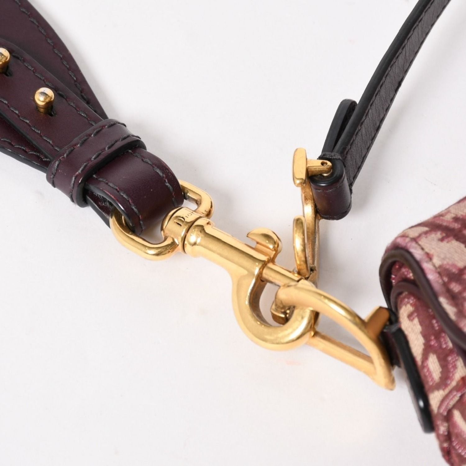 Dior Saddle Bag Bordeaux Trotter Beige Wine — view 7