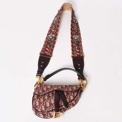 Dior Saddle Bag Bordeaux Trotter Beige Wine