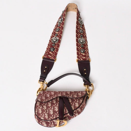 Dior Saddle Bag Bordeaux Trotter Beige Wine