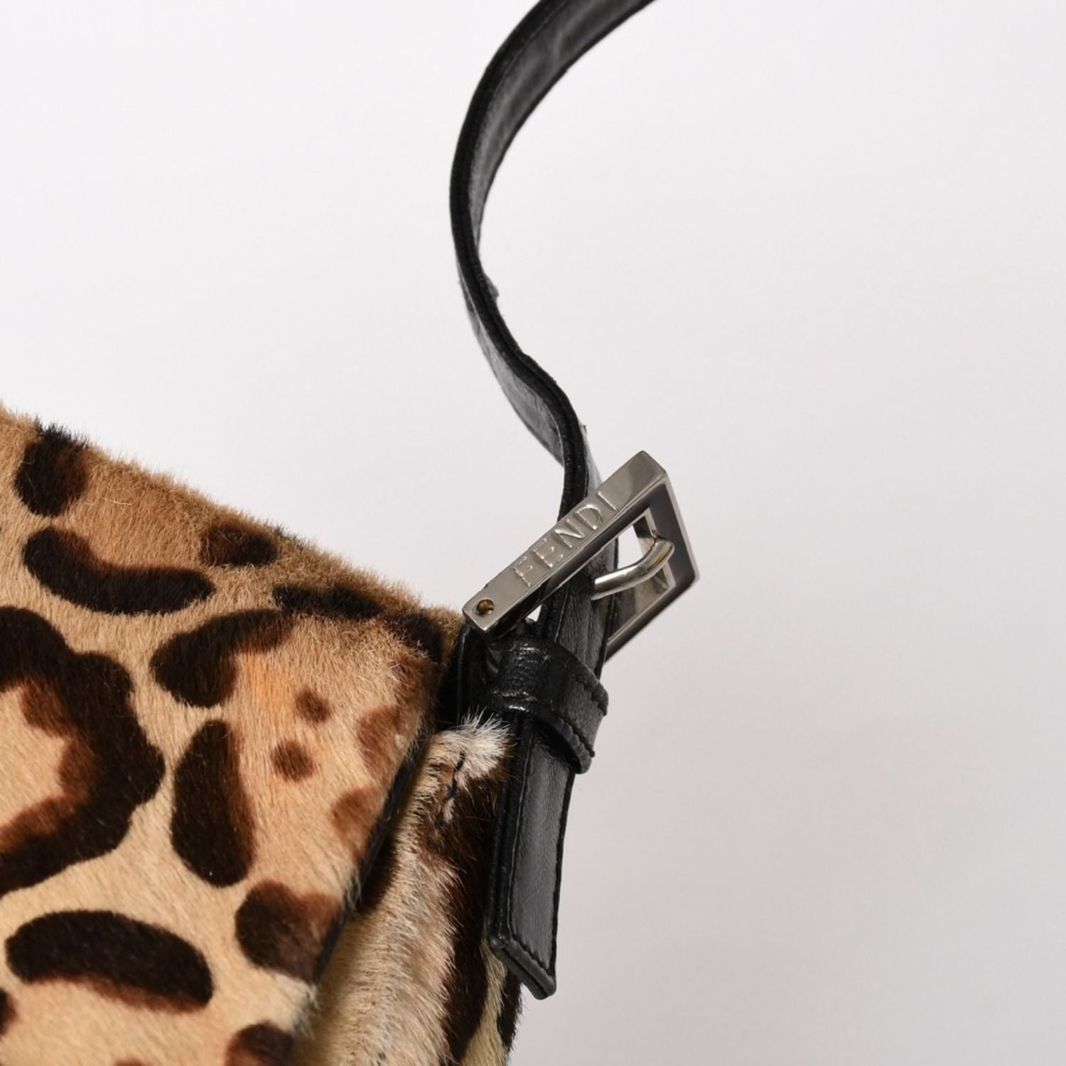 Fendi Mamma Baguette Bag Leopard Calf Hair Leather Brown Silver — view 7