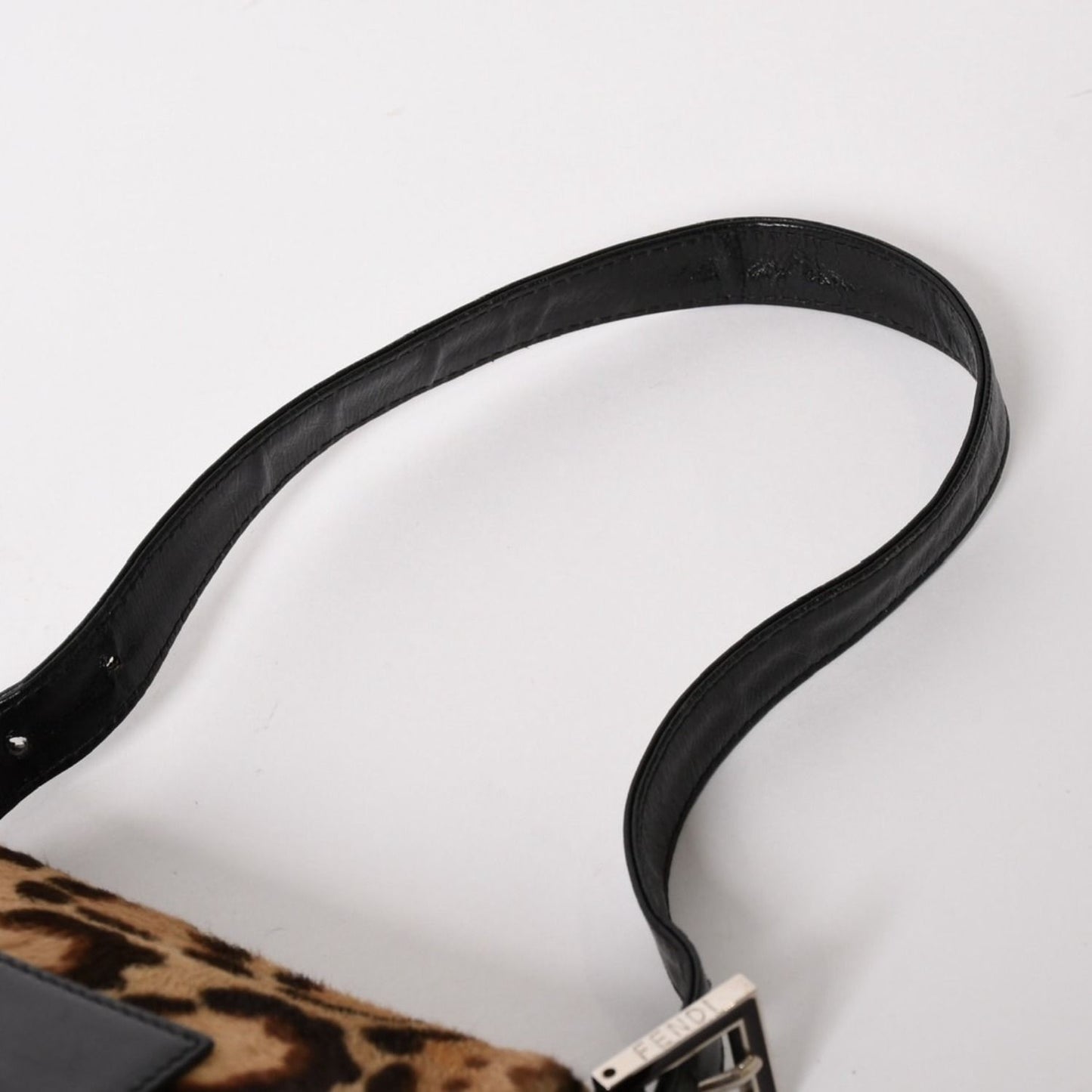 Fendi Mamma Baguette Bag Leopard Calf Hair Leather Brown Silver — view 6