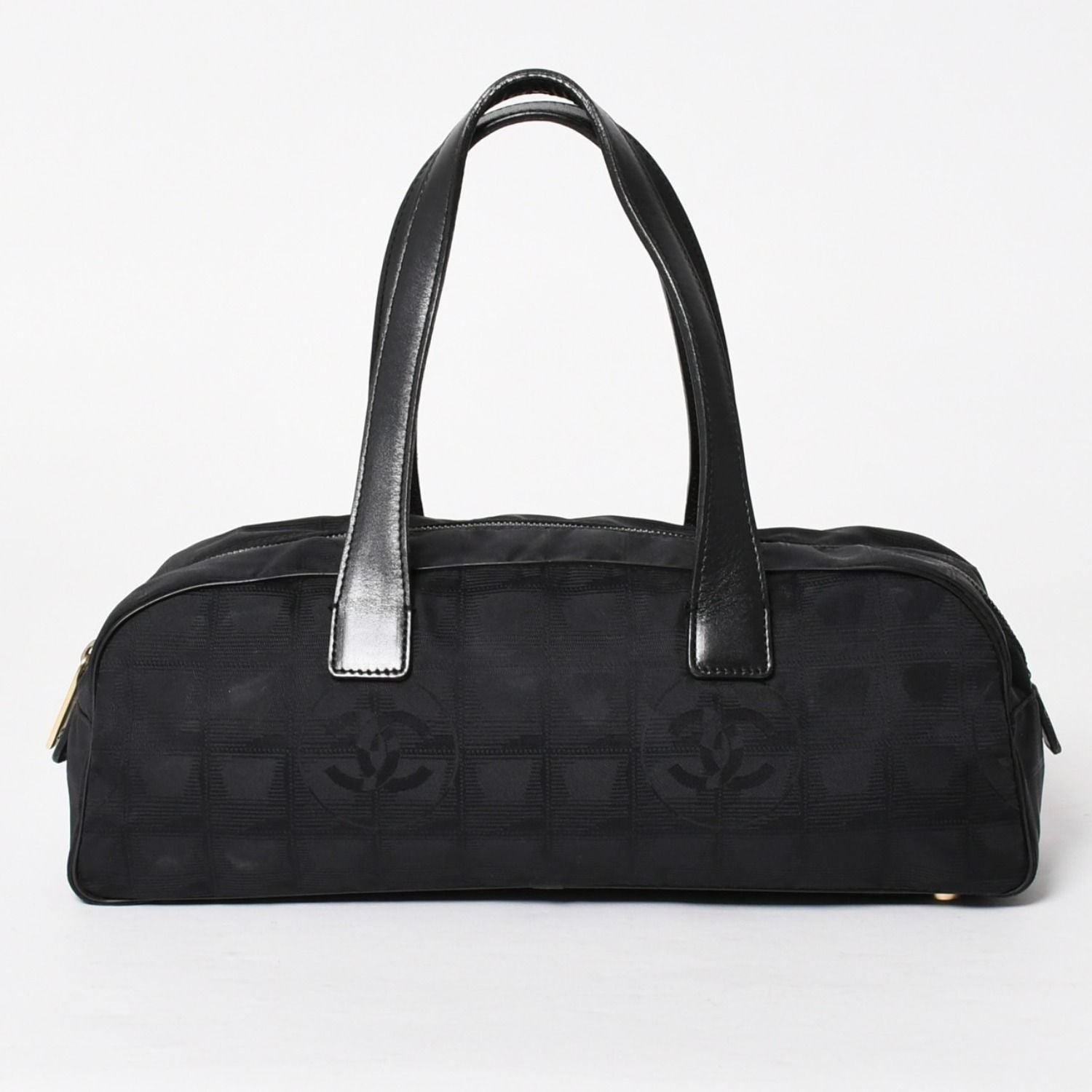 Chanel New Travel Line Mini Andbag Black CC Logo Nylon Jacquard Gold