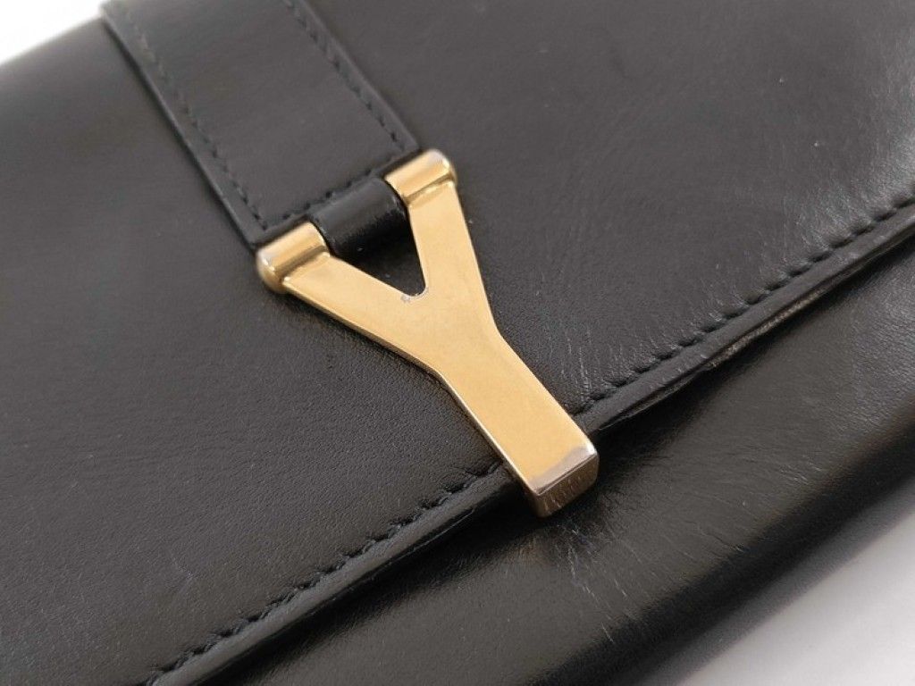 Saint Laurent Wallet Line Brown Leather Bifold Gold — view 5