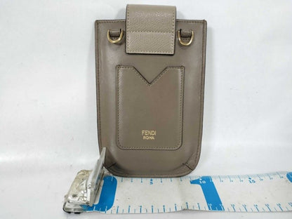 Fendi Shoulder Bag FF Diamond Phonepouch Gray Ju Type Leather Smartphoneshoulder — view 2