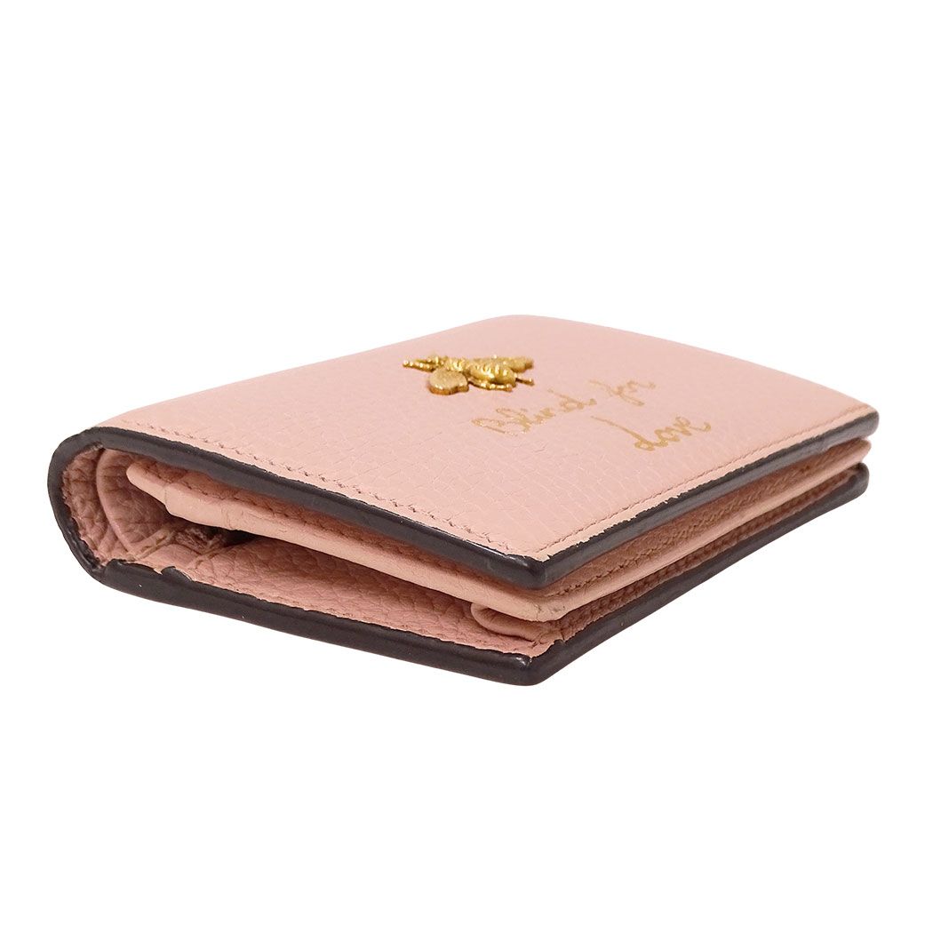 Gucci Wallet Bifold Animalier Leather Pink Mini Compact — view 3