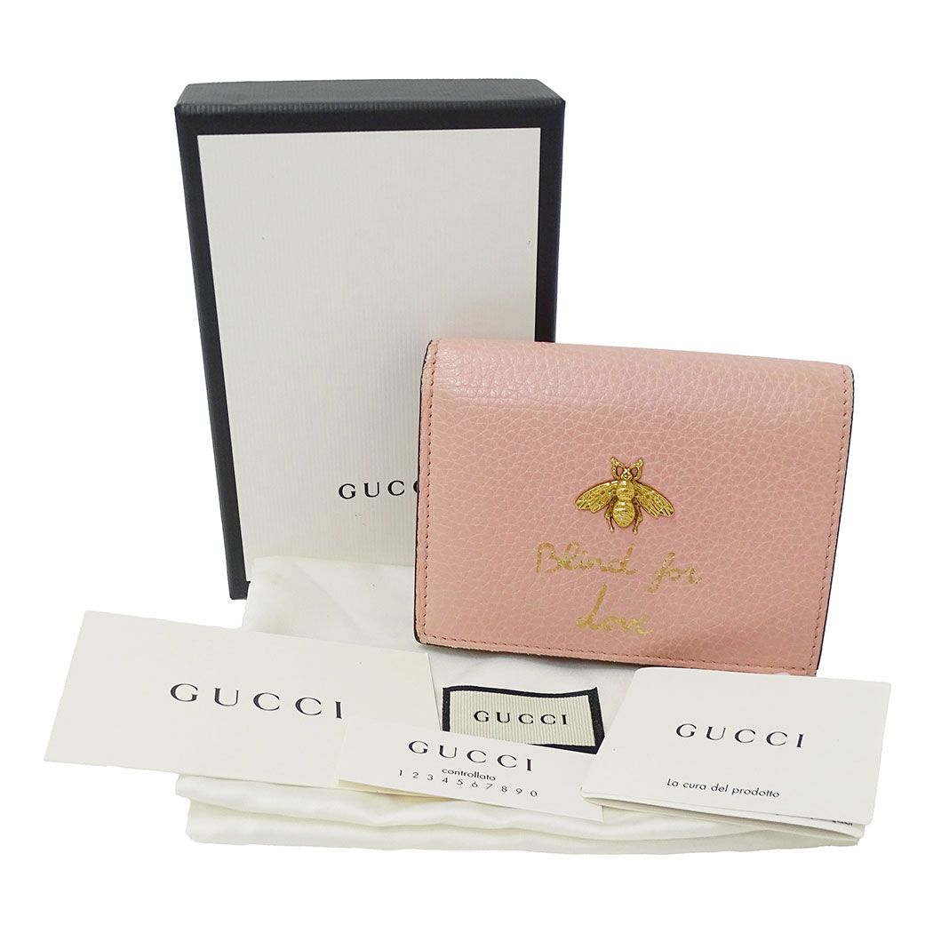 Gucci Wallet Bifold Animalier Leather Pink Mini Compact — view 5