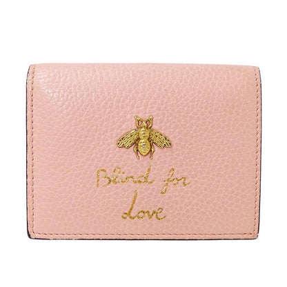 Gucci Wallet Bifold Animalier Leather Pink Mini Compact