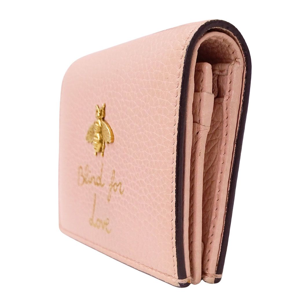 Gucci Wallet Bifold Animalier Leather Pink Mini Compact — view 4