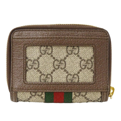 Gucci Wallet Coin Case GG Supreme Canvas Brown Zip Around Pouch Card Holder — view 2