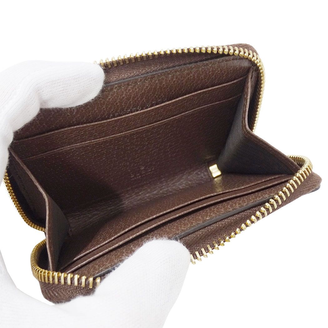 Gucci Wallet Coin Case GG Supreme Canvas Brown Zip Around Pouch Card Holder — view 5