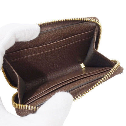 Gucci Wallet Coin Case GG Supreme Canvas Brown Zip Around Pouch Card Holder — view 5