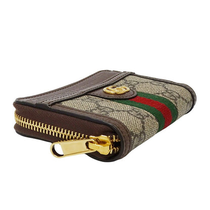Gucci Wallet Coin Case GG Supreme Canvas Brown Zip Around Pouch Card Holder — view 3