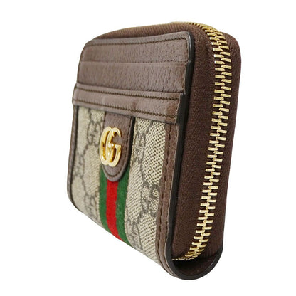 Gucci Wallet Coin Case GG Supreme Canvas Brown Zip Around Pouch Card Holder — view 4