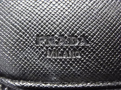 Prada Key Case Tessuto Key Black Nylon Leather Zip Around Key Holder — view 4