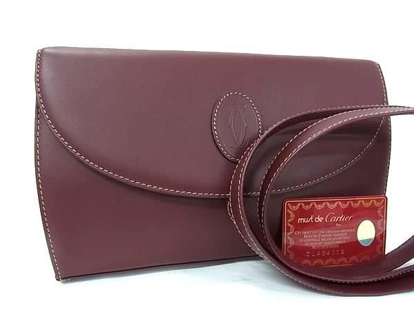Cartier Clutch Must Line Bordeaux Leather 2-Way